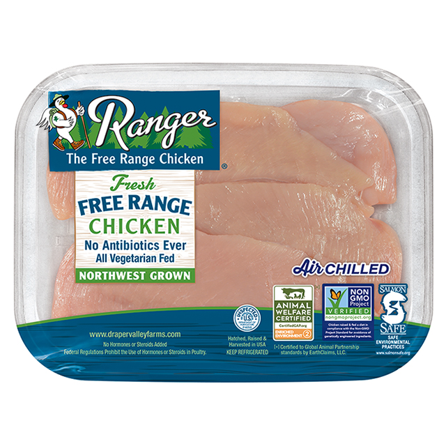 RANGER® Free Range Thin Sliced Boneless Skinless Chicken Breasts