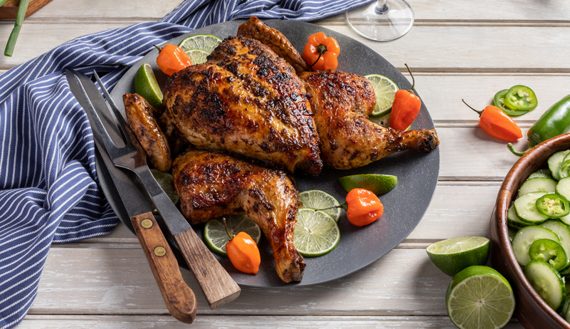 Jerk Chicken with Cucumber Salad