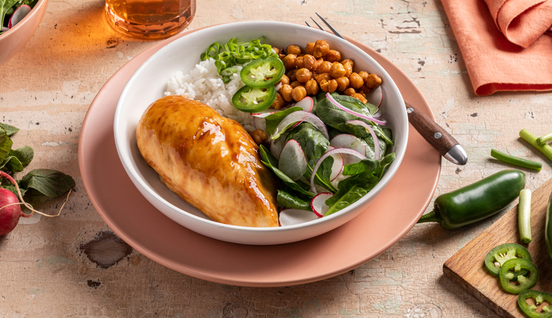 Jalapeno Chicken Bowl with Sesame Roasted Chickpeas