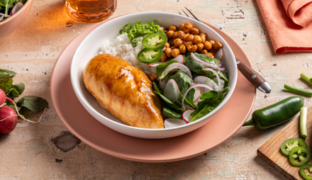 Jalapeno Chicken Bowl with Sesame Roasted Chickpeas