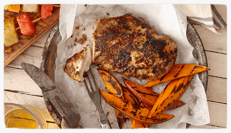 Jerk Chicken with Grilled Pineapple & Papaya