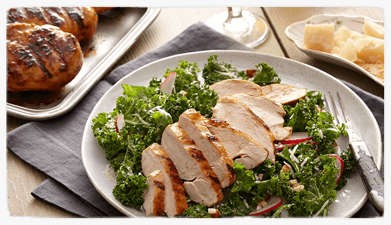Kale Salad with Chicken, Dates, & Almonds