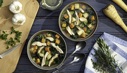 Cozy Chicken Soup with Winter Greens