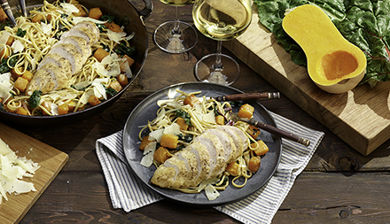 Roasted Chicken with Brown Butter Sage Linguine