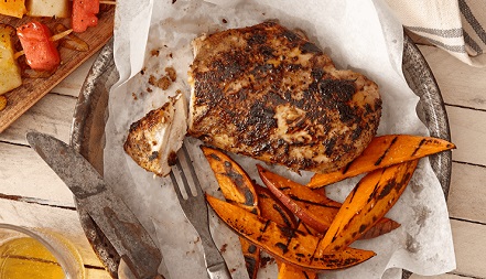 Jerk Chicken with Grilled Pineapple & Papaya