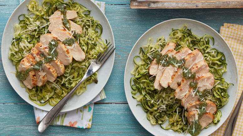 Pesto Chicken with Zucchini Noodles