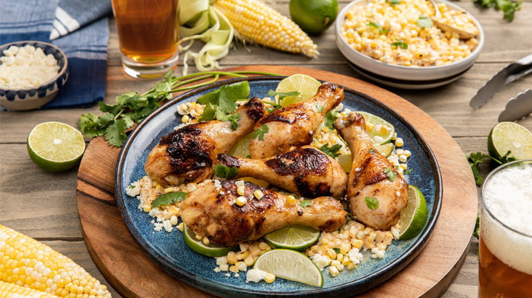 Grilled Mexican Street Corn Chicken Drumsticks