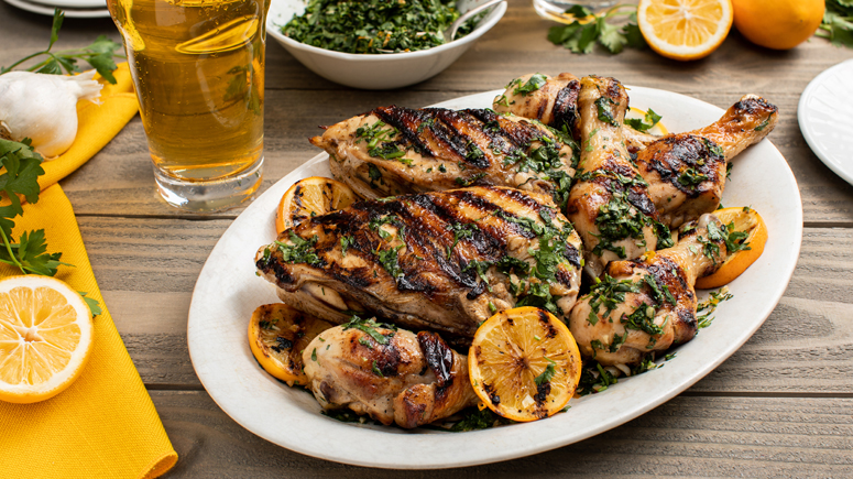 Summer Ale Citrus Marinated Chicken with Cilantro lemon Gremolata